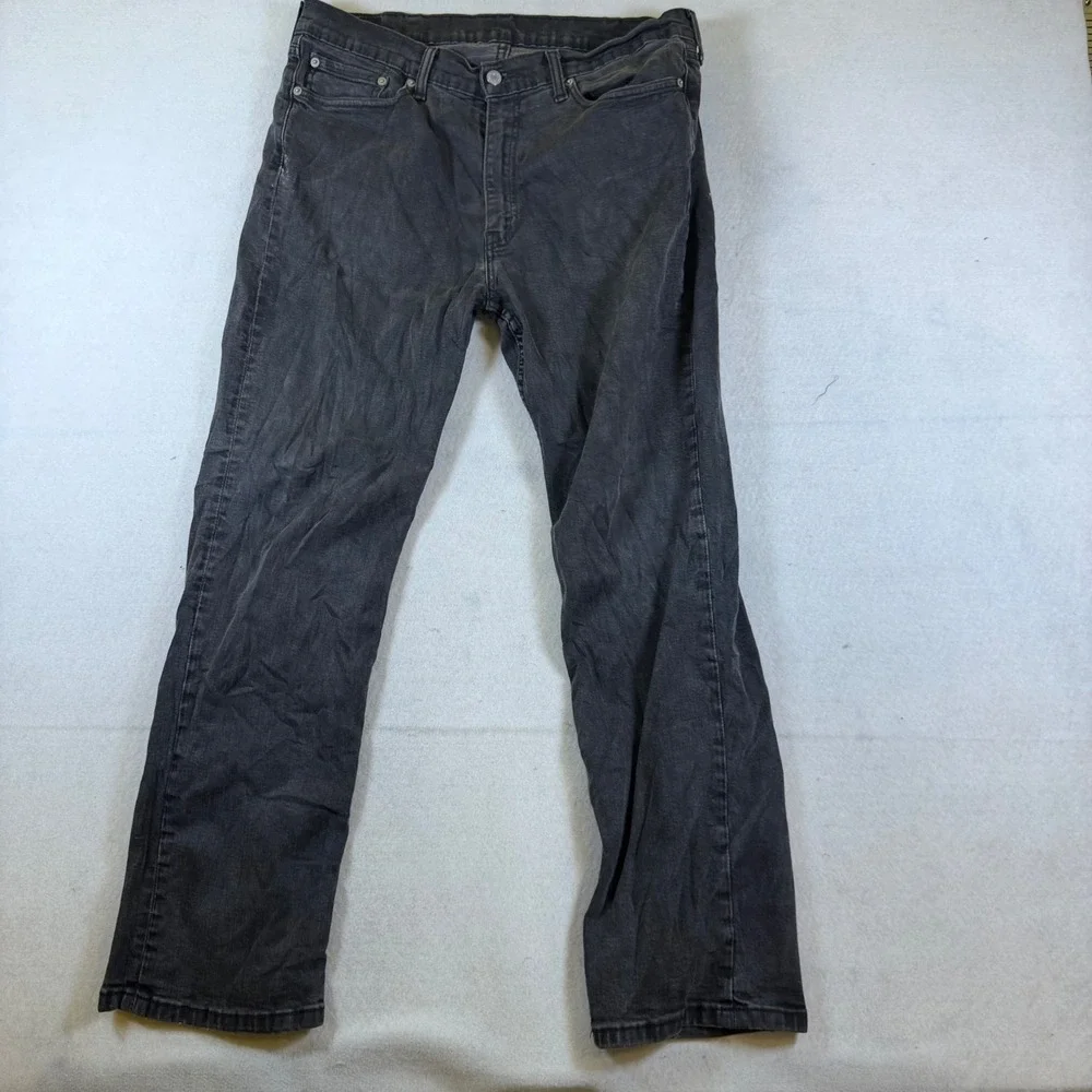 Levis 514 Straight Fit Jeans Mens 38x30 Faded Black Denim Pants Classic 5-Pocket